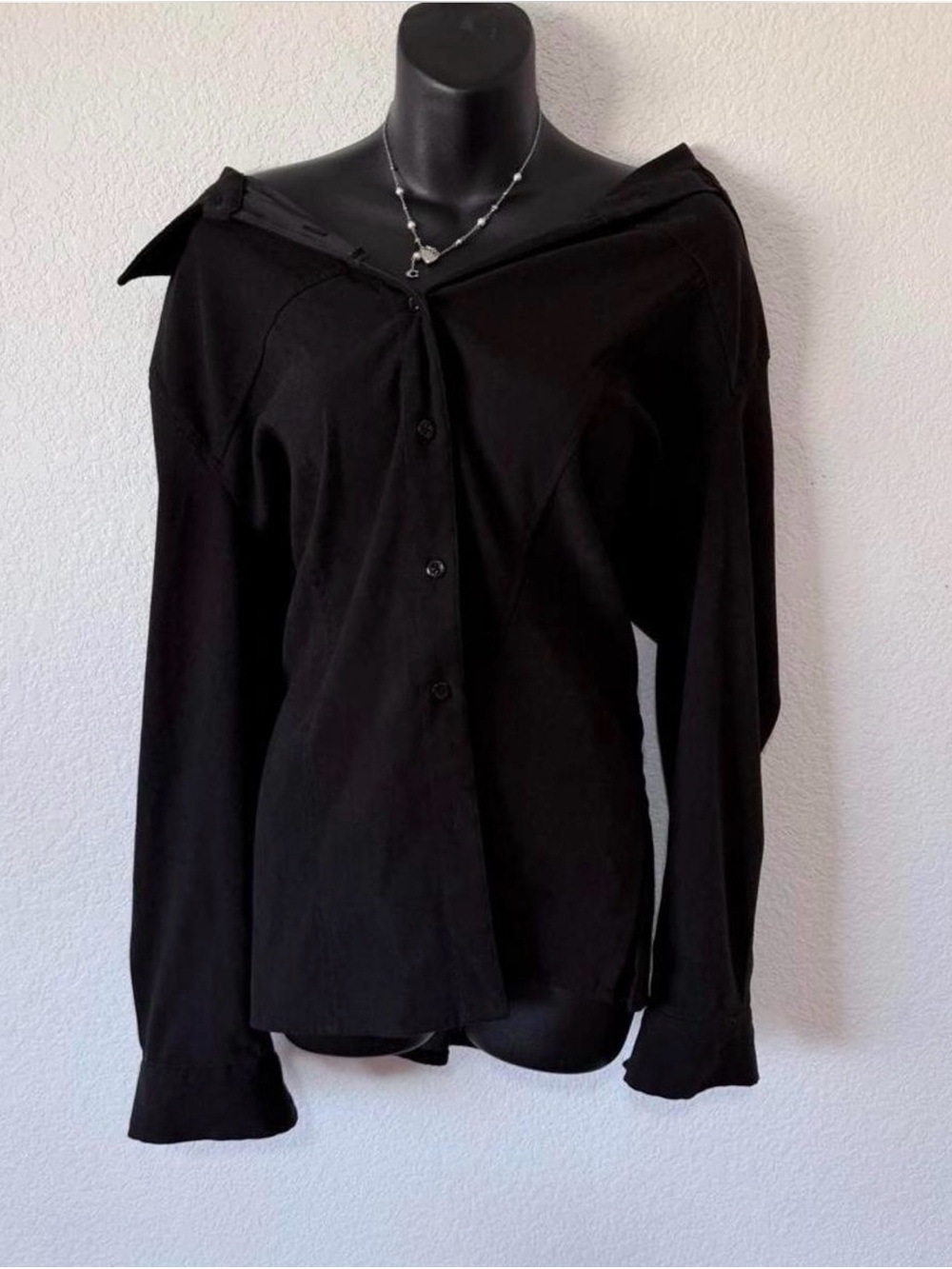 Denim&Co Black Casual Button-Down Long Sleeve Shirt